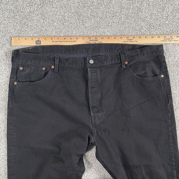 Levis 501 Original Jeans Mens Stretch Straight Leg Button Fly Black Size 48x31 - Picture 13 of 13